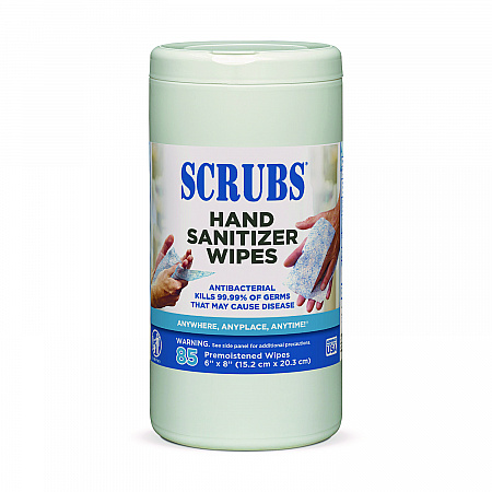 Hand Sanitizer Wipes, 1-Ply, 6 x 8, Unscented, Blue/White, 85/Canisters, 6 Canisters/Carton (90985)
