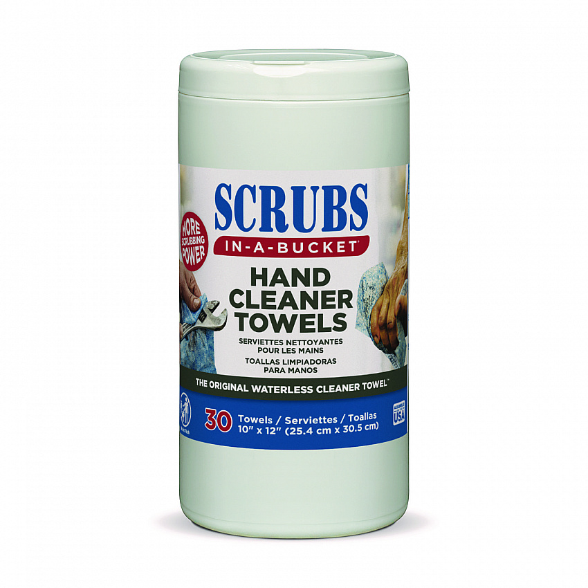 Hand Cleaner Towels, 1-Ply, 10 x 12, Citrus, Blue/White, 30/Canister (42230)
