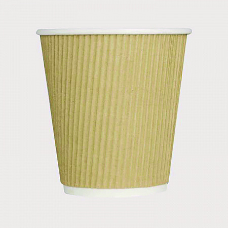 Ripple Hot Cups, 10 oz, Paper, Kraft/White, 500/Carton (CKRC510)
