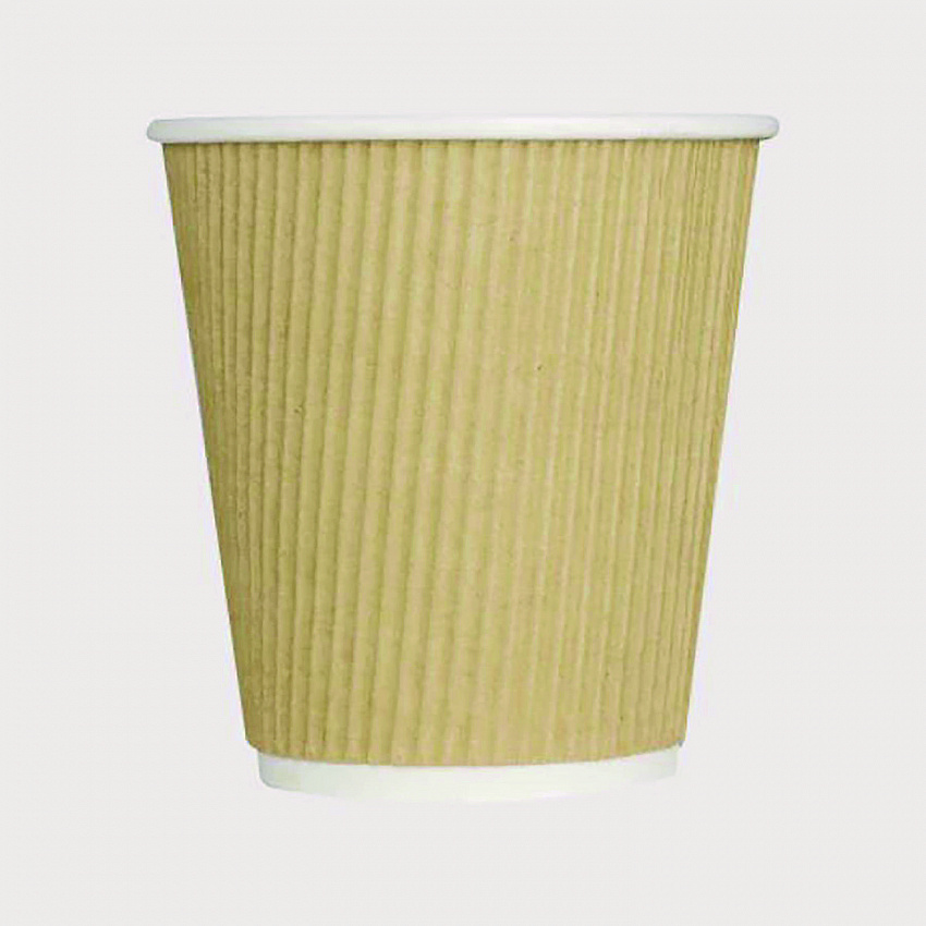 Ripple Hot Cups, 10 oz, Paper, Kraft/White, 500/Carton (CKRC510)