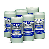 Stainless Steel Cleaner Towels, 1-Ply, 9.75 x 10.5, Lemon Scent, 30/Canister, 6 Canisters/Carton (91930CT)