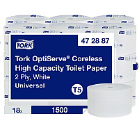 OptiServe High-Capacity Coreless Toilet Paper, 2-Ply, White, 1,500 Sheets/Roll, 18 Rolls/Carton (472887)