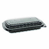 MealMaster Rib Container, 10 x 7.1 x 2.1, Black/Clear, Plastic, 90/Carton (0CNC10700DZY)