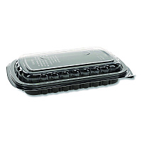 MealMaster Rib Container, 10 x 7.1 x 2.1, Black/Clear, Plastic, 90/Carton (0CNC10700DZY)