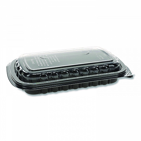 MealMaster Rib Container, 10 x 7.1 x 2.1, Black/Clear, Plastic, 90/Carton (0CNC10700DZY)