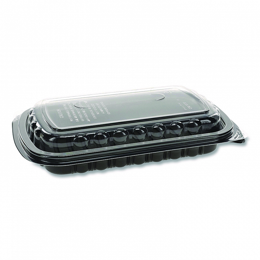 MealMaster Rib Container, 10 x 7.1 x 2.1, Black/Clear, Plastic, 90/Carton (0CNC10700DZY)