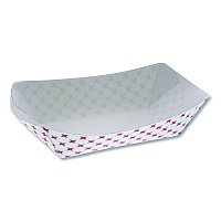 Paperboard Food Tray, 3 lb, 7.75 x 5.1 x 2.1, Red/White, 500/Carton (D3T)