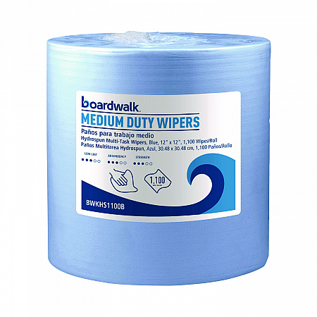 Hydrospun Wipers, Medium Duty, 12 x 12, Blue, 1,100/Roll (HS1100B)