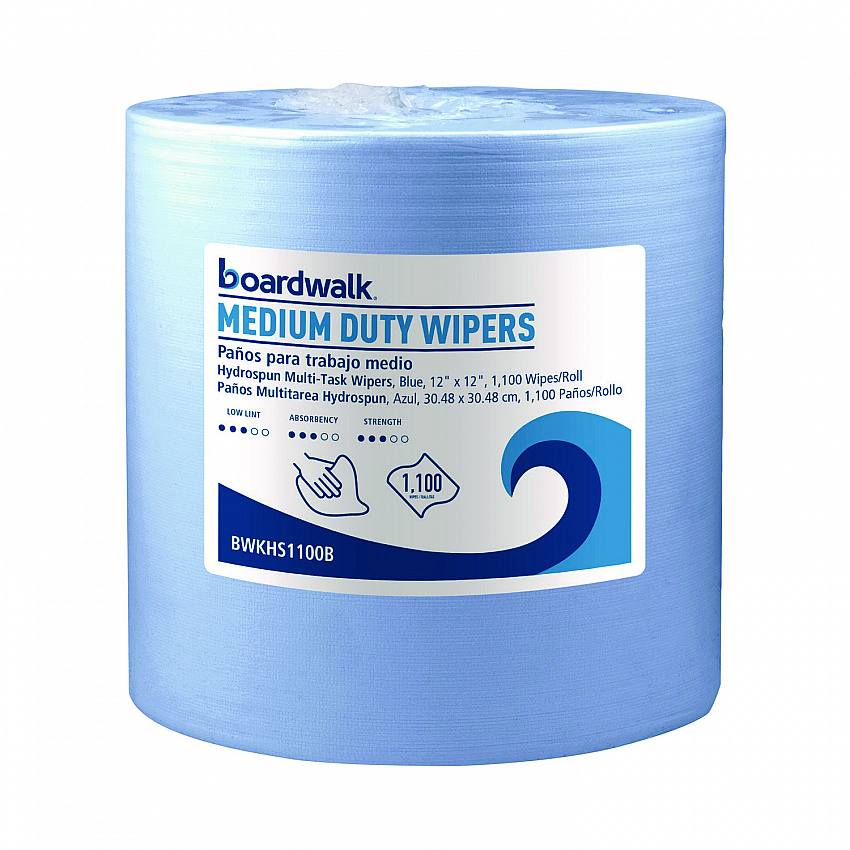 Hydrospun Wipers, Medium Duty, 12 x 12, Blue, 1,100/Roll (HS1100B)