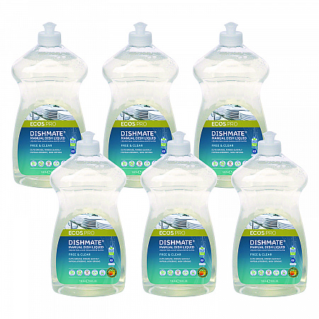 Dishmate Manual Dish Liquid, Free and Clear, 25 oz Squeeze Bottle, 6/Carton (PL97216CT)