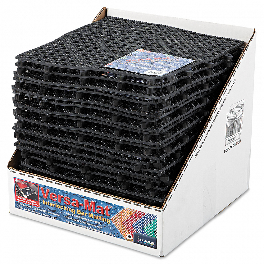 Versa-Mat Bar-Shelf Liner, Plastic, 12w x 12d x 0.25h, Black, 24/Carton (VM5280BK)