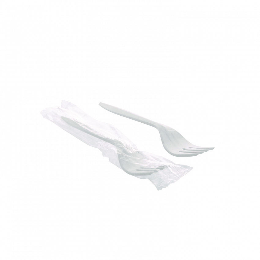 Fieldware Cutlery, Individually Wrapped, Mediumweight Fork, Plastic, White, 1,000/Carton (FKFWCH)