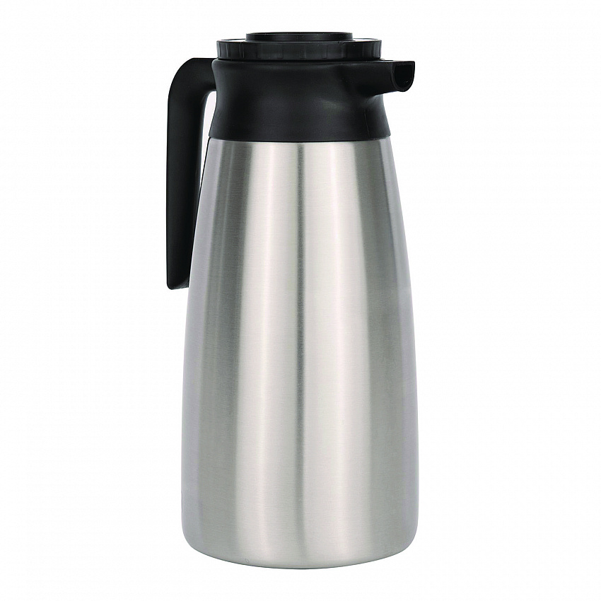Thermal Vacuum Pitcher, 64 oz, Stainless Steel/Black (VACPIT19)