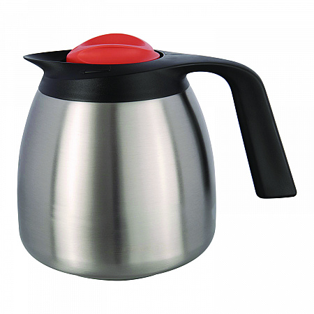 Decaf Thermal Carafe, 64 oz, Stainless Steel/Black/Orange (THERMORN)