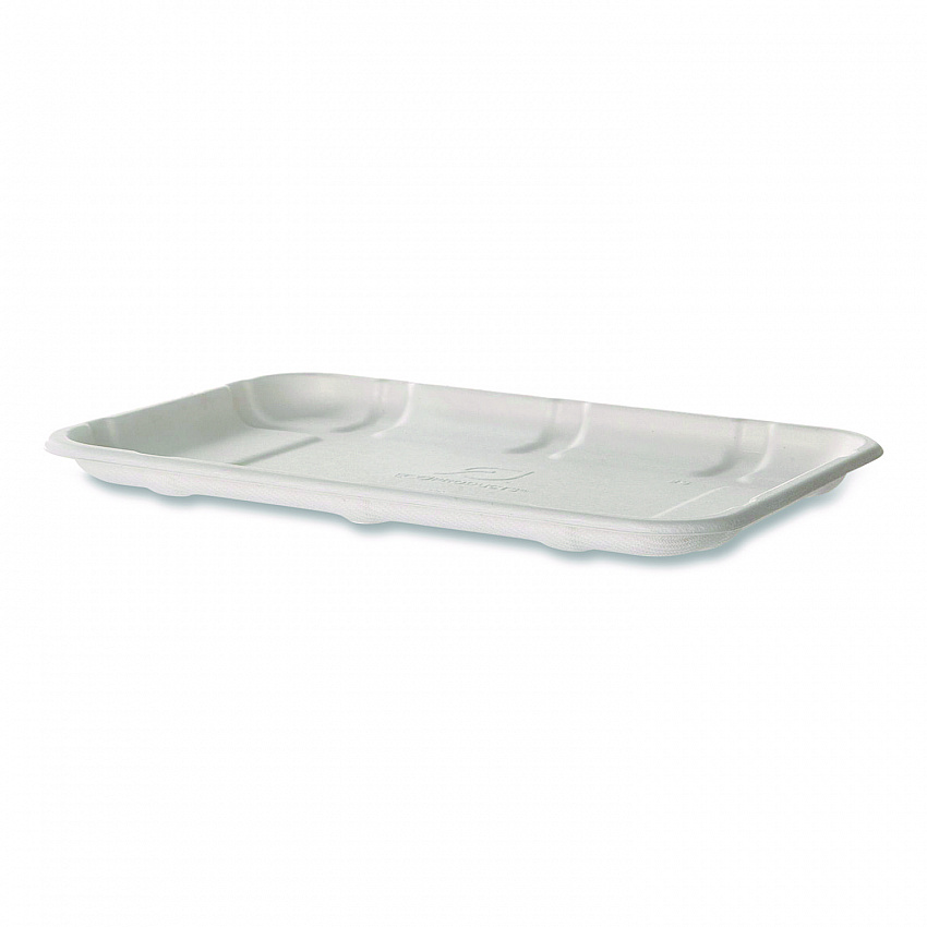 Meat and Produce Food Trays, 8.5 x 6.2 x 0.5, White, Sugarcane Fiber, 400/Carton (EPMP2SNFA)