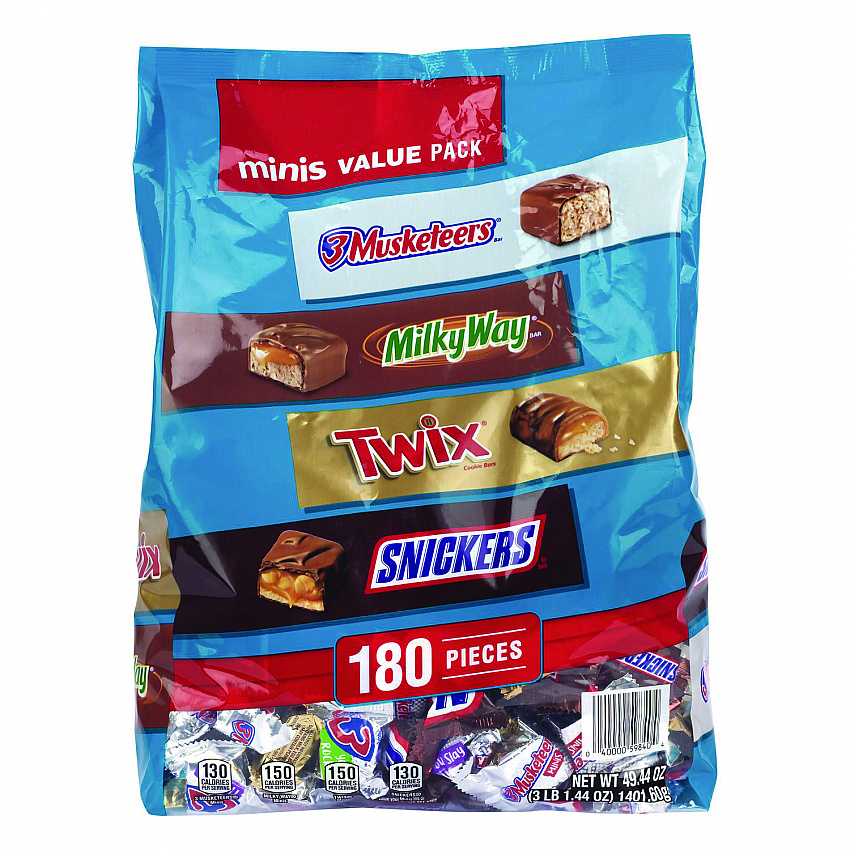Minis Variety Pack, Chocolate, 49.44 oz Bag, 180 Pieces (22002451)