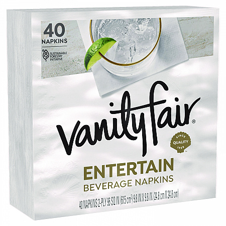 Entertain Beverage Napkins, 2-Ply, 9.8 x 9.8, White, 40/Pack, 12 Packs/Carton (35134)