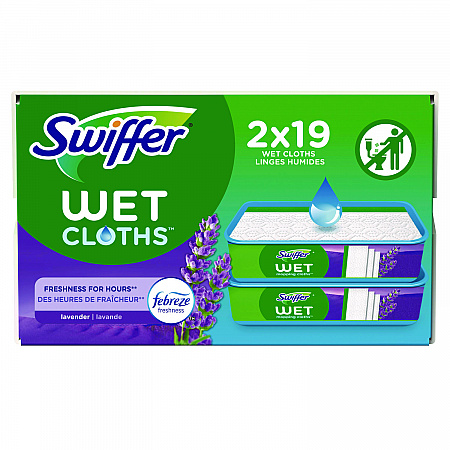 Sweeper TRAP + LOCK Wet Mop Cloth, 8 x 10, White, Lavender Scent, 38/Pack (00743)