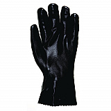 Double-Dipped PVC Gloves, 14" Long, Large, Black, 12 Pairs (6524SJ)