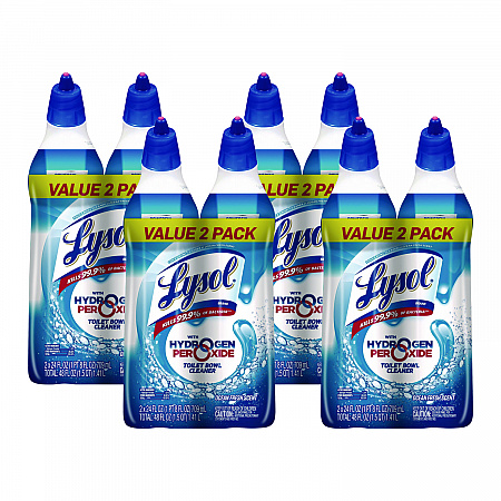 Toilet Bowl Cleaner with Hydrogen Peroxide, Ocean Fresh Scent, 24 oz Angle-Neck Bottle, 2/Pack, 4 Packs/Carton (96084)