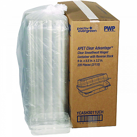Hoagie Hinged Lid Container, 9 x 5.5 x 3.2, Clear, Plastic, 220/Carton (YCASH3011UCH)