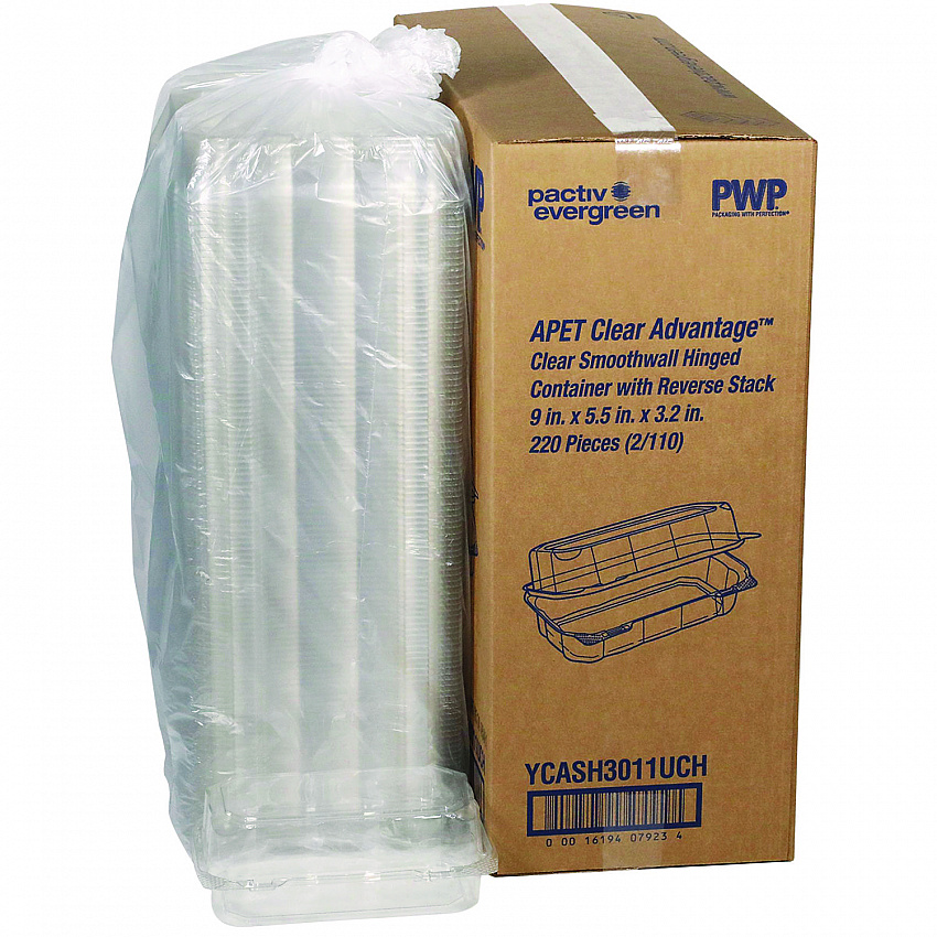 Hoagie Hinged Lid Container, 9 x 5.5 x 3.2, Clear, Plastic, 220/Carton (YCASH3011UCH)