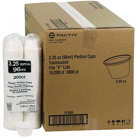 Plastic Portion Cup, 3.25 oz, Translucent, 3,000/Carton (YS300A)