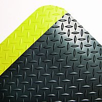 Industrial Deck Plate Anti-Fatigue Mat, Rectangular, Black/Yellow Raised Diamond Surface, 24" x 36" (CD0023YB)