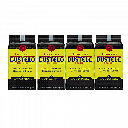 Cafe Bustelo Whole Bean Coffee, Espresso, 32 oz Bag, 4/Carton (21892)