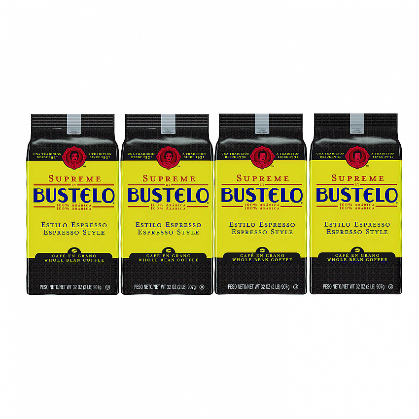 Cafe Bustelo Whole Bean Coffee, Espresso, 32 oz Bag, 4/Carton (21892)