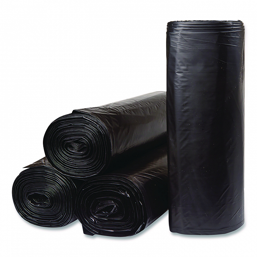 Low-Density Can Liners, 33 gal, 1.25 mil, 33" x 39", Black, Flat Pack, 250/Carton (ML3339)