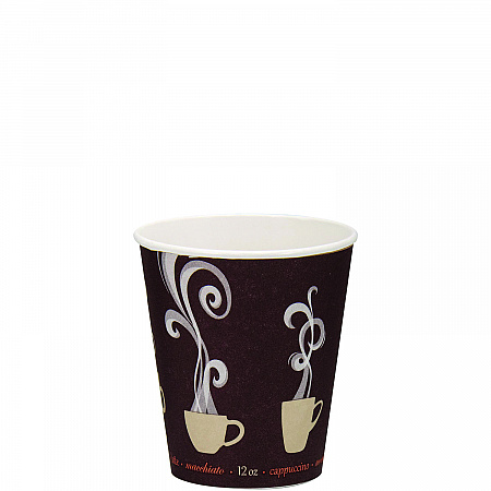 Thermoguard Insulated Paper Hot Cups, 12 oz, Steam Print Design, 600/Carton (DWTG12ST)