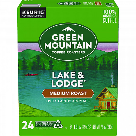 Lake and Lodge Coffee K-Cups, Medium Roast, 24/Box (6523)