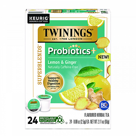 Probiotics+ Herbal Lemon and Ginger Tea, 24/Box (TNA23050)