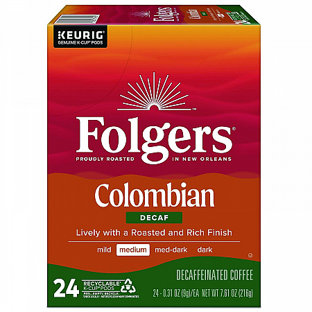 100% Colombian Decaf Coffee K-Cups, 24/Box (0570)