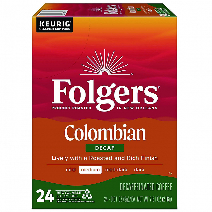 100% Colombian Decaf Coffee K-Cups, 24/Box (0570)