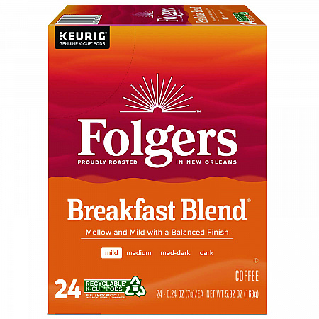 Breakfast Blend Coffee K-Cups, 24/Box (0448)