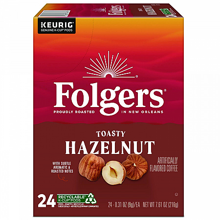 Toasty Hazelnut Coffee K-Cups, 24/Box (0162)