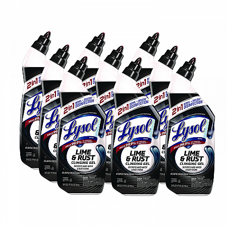 Disinfectant Toilet Bowl Cleaner w/Lime/Rust Remover, Atlantic Fresh Scent, 24 oz Angle-Neck Bottle, 9/Carton (98013)