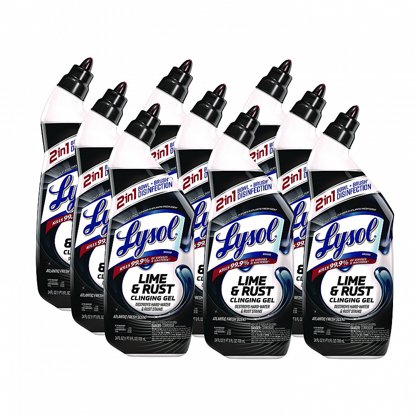 Disinfectant Toilet Bowl Cleaner w/Lime/Rust Remover, Atlantic Fresh Scent, 24 oz Angle-Neck Bottle, 9/Carton (98013)