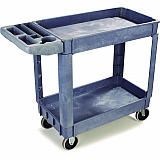 Two-Shelf Utility Cart, Plastic, 2 Shelves, 500 lb Capacity, 17.25" x 40" x 33.5", Gray (4024UCGRA)