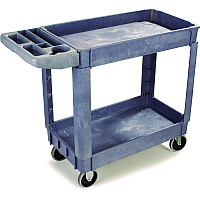 Two-Shelf Utility Cart, Plastic, 2 Shelves, 500 lb Capacity, 17.25" x 40" x 33.5", Gray (4024UCGRA)
