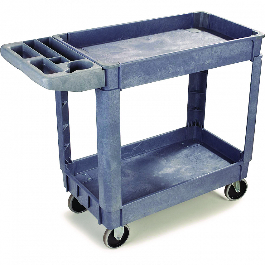 Two-Shelf Utility Cart, Plastic, 2 Shelves, 500 lb Capacity, 17.25" x 40" x 33.5", Gray (4024UCGRA)