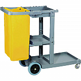 Janitor's Cart, Plastic, 4 Shelves, 1 Bin, 19" x 45" x 39", Gray (JCARTGRA)