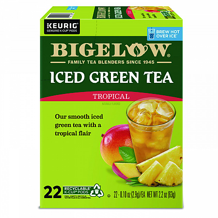 Tropical Iced Green Tea, K-Cup, 0.10 oz, 22/Box (2870)