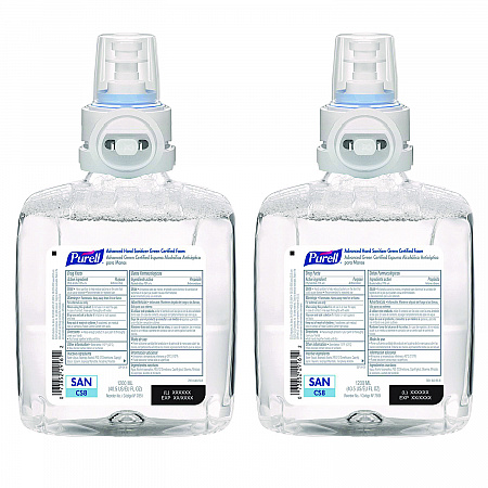 Advanced Hand Sanitizer Green Certified Foam Refill, For CS8 Dispensers, 1,200 mL, Fragrance-Free, 2/Carton (785102CT)