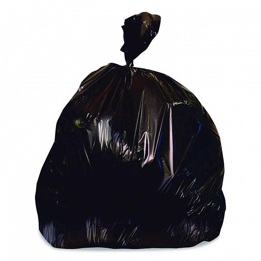 Linear Low-Density Can Liners, 45 gal, 4 mil, 40" x 46", Black, Flat Pack, 50/Carton (2404015)