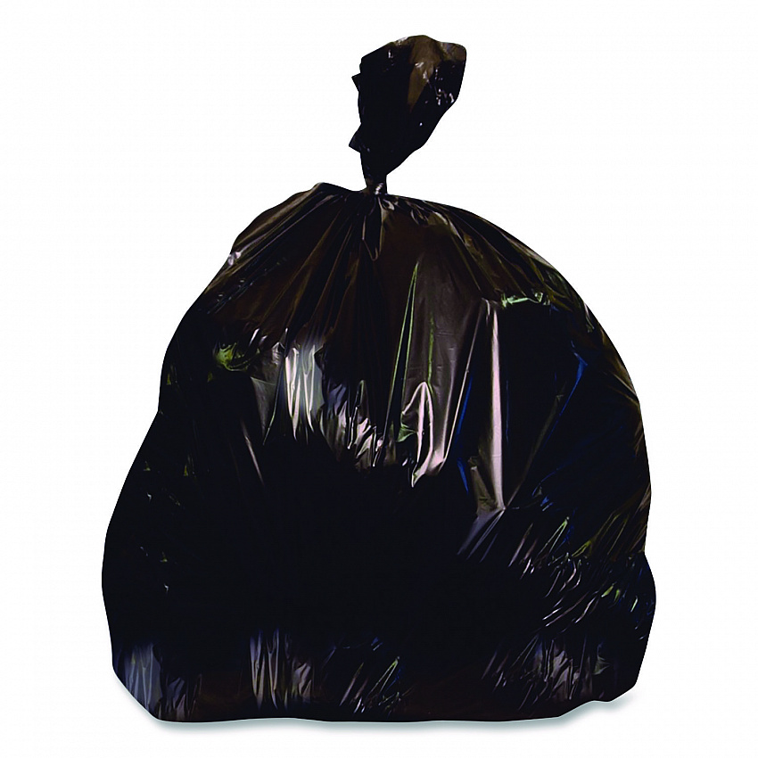 Low Density Can Liners, 60 gal, 1.7 mil, 38" x 58", Black, Flat Pack, 100/Carton (2597605)