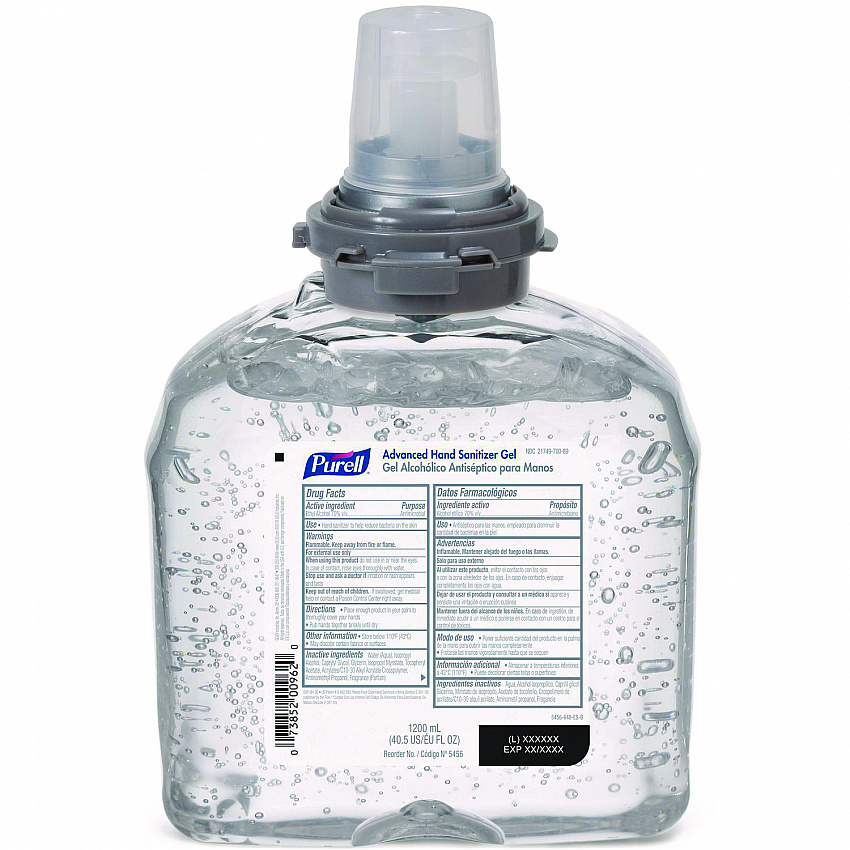 Advanced Hand Sanitizer TFX Refill, Gel, 1,200 mL, Unscented (545604EA)