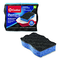 Scrunge Heavy-Duty Sponge, 2.63 x 4.25, 1" Thick, Black/Blue, 2/Pack (148377PK)